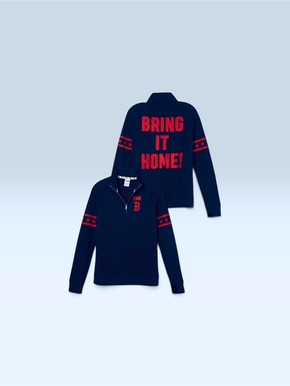 Victoria's Secret PINK Red Sox "Bring It Home" Half Zip Sweatshirt~ Size: Medium